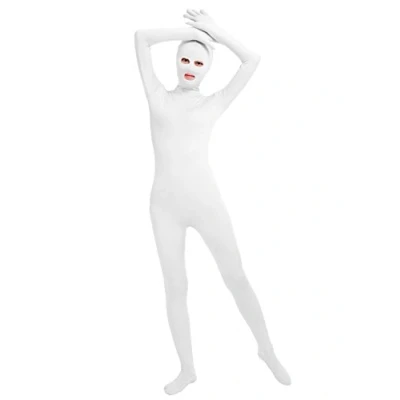 Image of lucky baby store Girls&#039; Women&#039;s Cos Bodysuit Eyes Open Mouth Spandex Zentai Unitard (M, White)
