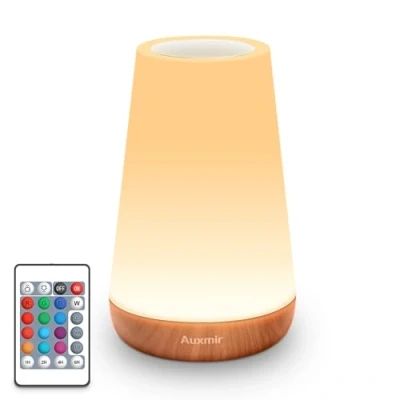 Image of Auxmir Night Light, LED Touch Bedside Table Lamp, Remote Control Dimmable Light with RGB Color Changing, USB Rechargeable, Portable Lamp for Children, Kids, Bedroom, Living Room, Camping