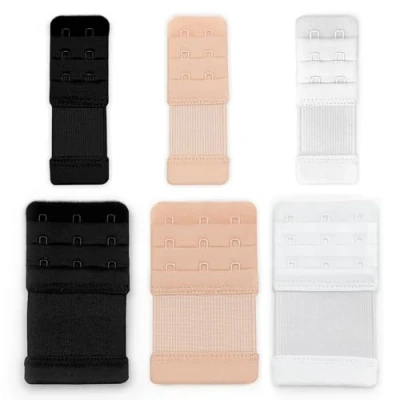 Image of YISCOKO Bra Extenders 3 Hooks+Bra 2 Hook,Soft Women&#039;s Extenders,Bra Extender,Bra Strap Extender Skin,White,Black (6 PCS).
