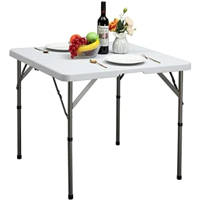 Image of HollyHOME Folding Table Camping 2.8FT/87cm, Square Picnic Trestle for Garden BBQ Catering Party Kitchen Outdoor Indoor