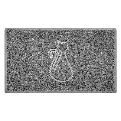 Image of Nicoman CAT Embossed Shape Door Mat Dirt Trapper Jet Washable Doormat (Use Outdoor ONLY) (75x44cm/29.5x17.3inches, Medium) Grey