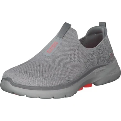 Image of Skechers Women&#039;s GO Walk 6 Glimmering Sneaker, Gray Textile/Coral Trim, 5 UK