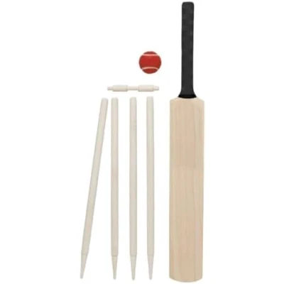 Image of PNJB Cricket Set Size 5 Bat Ball Wickets Wooden, Comfortable Grip, Fun and Skill Development, Lightweight, Equipment