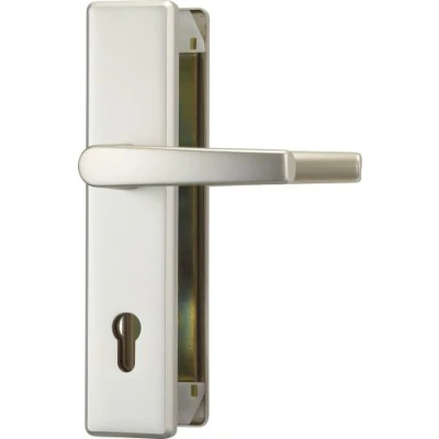 Image of ABUS 248993 KLT512 F2 EK Door Security Plate with Handle on Both Sides Nickel Silver