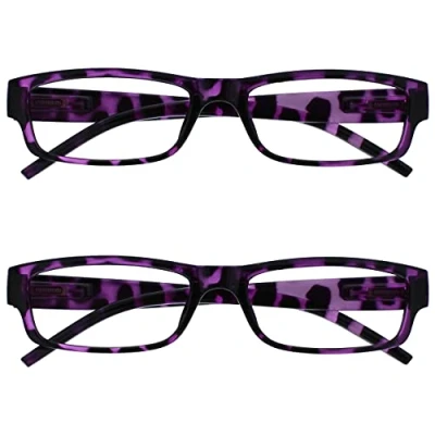 Image of OPULIZE The Reading Glasses Company Purple Tortoiseshell Lightweight Comfortable Readers Value 2 Pack Mens Womens RR32 5 +3.50
