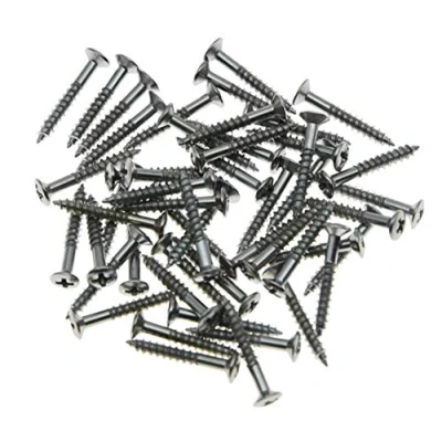 Image of Pack of 50 Guitar Humbucker Pickup Ring Mounting Screws Frame Surround for Les Paul SG Chrome