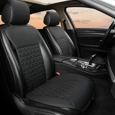 Image of Black Panther 1 Pair Luxury PU Leather Front Car Seat Covers Protectors Compatible with 95% Cars No Heating (Saloon/SUV/Pickup Truck/Van)