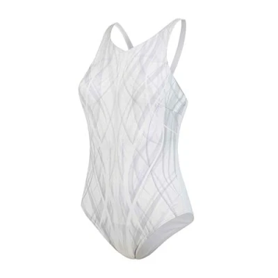 Image of Speedo Opalglow Printed 1 Piece Swimwear, Women, womens, Swim Briefs, 8 12275D724, White/Vita Grey, 34