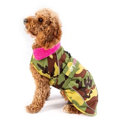 Image of Dryrobe® Dog Coat Waterproof &amp; Windproof with Fleece Lining Large Camo Pink