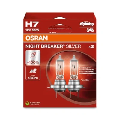 Image of OSRAM NIGHT BREAKER® SILVER, H7, halogen headlight lamps, Hanging folding box (2 lamps)