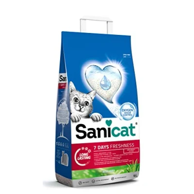 Image of Sanicat Classic cat litter with Aloe Vera 7 day odour control Fast absorption product for Your pet’s hygiene Keep Home Clean 4L capacity