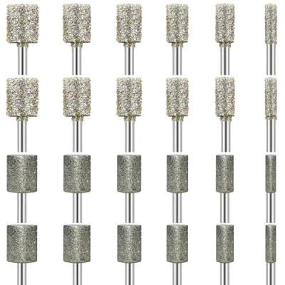 Image of 24Pcs Diamond Grinding Bit Set, Stone Carving Set Compatible with Dremel, Burr Bits Rotary Tool Accessories 3mm Shank for Glass and Ceramic Carving, Grinding, Polishing Engraving