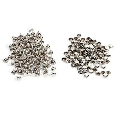 Image of Walfront 100 Set Double Cap Rivet Leather Rivets for Craft Repairs Decoration Tubular Metal Studs Kit 8x8mm DIY, Bag, Shoes Repairs(Silver)