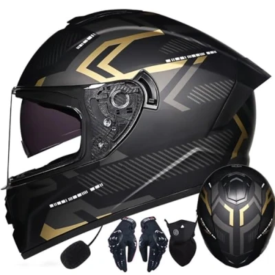 Image of Motorbike Helmets Mens Women Men Motorcycle Anti fog Dual Visors Tinted Modular Full Face Flip up Front Helmets, ECE Approved Helmet Bluetooth S XXL