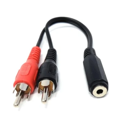 Image of DRUT 15cm 3.5mm Stereo Jack Socket to Twin Phono RCA Male Plug, Audio Adapter Extension Cable Lead 0.5ft