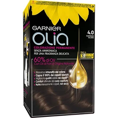 Image of Garnier Olia permanent colouring and bleaching 4.0 Castano Scuro