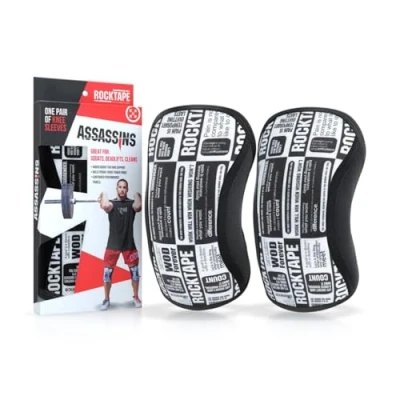 Image of RockTape Assassins Knee Sleeves 5mm Durable Neoprene for Compression, Warmth, and Stability in Functional Fitness, Manifesto, Small