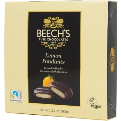 Image of Beech&#039;s Fine Chocolates Lemon Fondants (90g) Hand crafted in the UK Fairtrade Cocoa Chocolate Palm Free and Gluten Naturally Flavoured