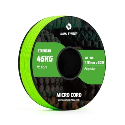 Image of Kamu Synber Micro Cord 1.18mm Paracord Braided Rope 30m Spool for Bracelet, Crafting, Jewelry Making, Key Chains Support 45kg Neon Green