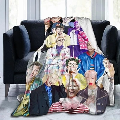 Image of NdxQWtU Blanket Kim Namjoon Soft and Comfortable Wool Fleece Throw Blankets for Sofa Office car Camping Yoga Travel Home Decoration Cozy Plush Beach Gift