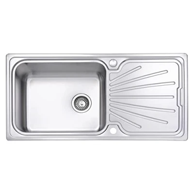 Image of JASSFERRY Welding Style Stainless Steel Kitchen Sink Single One Bowl Reversible Drainer with Strainer Waste 860 X 500 mm 10 Years Warranty