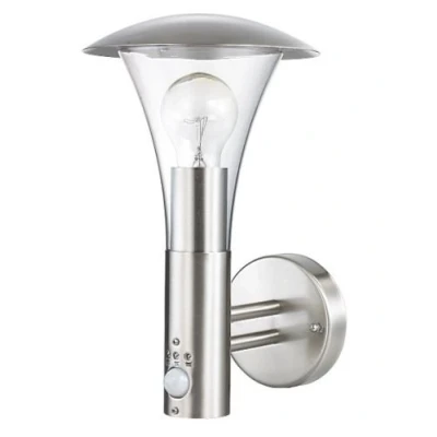 Image of Long Life Lamp Company Brushed Stainless Steel Wall Light with Movement Sensor IP44 ZLC012