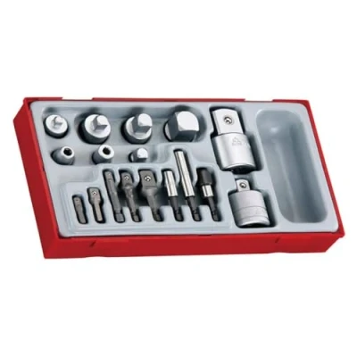 Image of Teng Tools 17 Piece Mixed Drive Socket and Hex Bit Adapter Accessory Set TTADP17, Silver