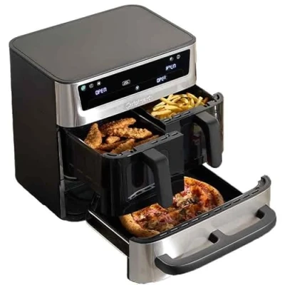 Image of Cuisinart Tri Zone 13.6L Air Fryer &amp; Oven Stainless Steel PFAS Free XXXL capacity 3 Independent Cooking Zones Dual 4.3L Frying Baskets + 5L Drawer 9 in 1 Functions