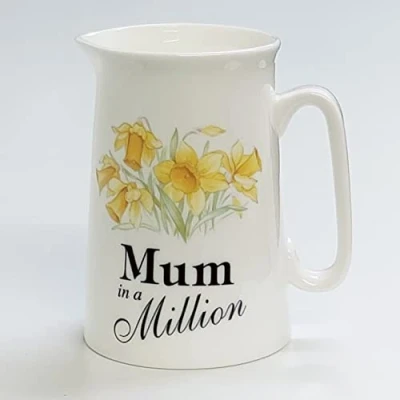 Image of Mum in a Million with Daffodils Fine Bone China Jug 11 cm