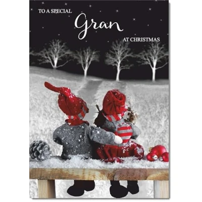 Image of doodlecards Gran Christmas Card Couple at Night Medium Size for with Plain Envelope