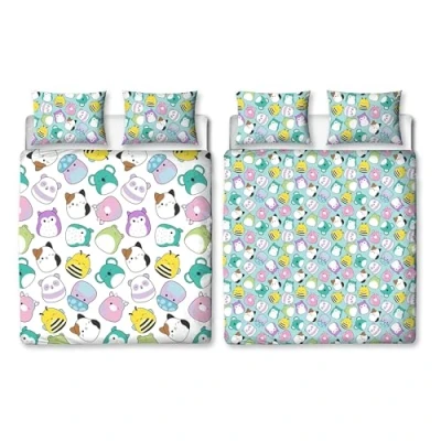 Image of Squishmallows Official Double Duvet Cover Set, Happy Design Reversible 2 Sided Squish Characters Bedding Merchandise Including Matching Pillow Cases