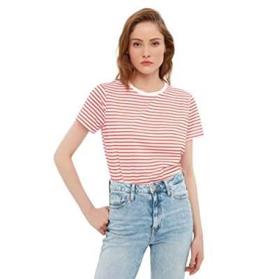 Image of Trendyol FeMan Basics Regular fit Basic Crew Neck Knit T Shirt Rot