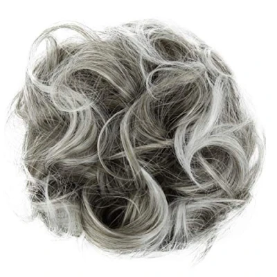 Image of CAISHA Large Hairpiece Scrunchy Instant Updo Curly Messy Bun Gray Mix G19E