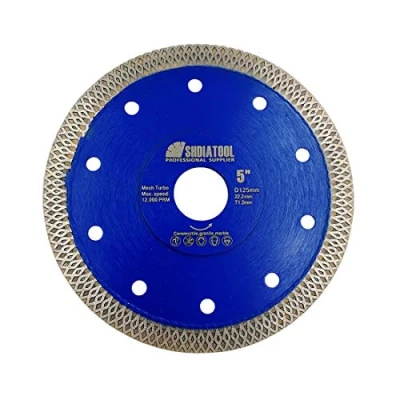 Image of SHDIATOOL Diamond Cutting Disc 125mm / 5 Inch Super Thin X Mesh Turbo Saw Blade for Tile Marble Ceramic Porcelain