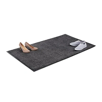 Image of Relaxdays Grey Dirt Trapping Mat, Indoor Doormat, Large Catcher, Thin Door 90x150 cm, Black