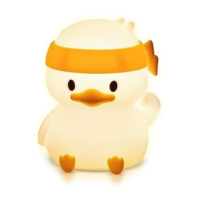 Image of groov e Cuties Ella Duck Colour Changing LED Night Light with 30/60 Minute Timer 7 Colours Tap to Use Rechargeable 12 Hour Battery or USB Powered for Babies, Toddlers &amp; Children