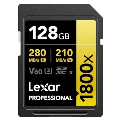 Image of Lexar SDXC Professional 64GB 1800x UHS II GOLD Series, Class 10, U3, V60, for 4K Video Recording, Black