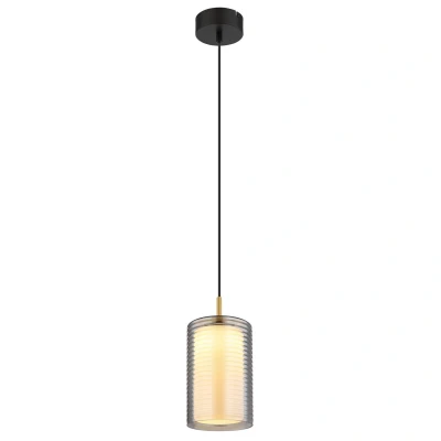 Image of Lampigna Slim Pendant Ceiling Light Matt Black Opal Glass Shade LED 3000K