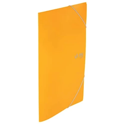 Image of Von Leitz 30070015 A4 Folder with Elastic Band, Polypropylene Plastic, for 150 Sheets, 3 Flaps, Modern Print, Lightweight School and Home, Pack of 5,