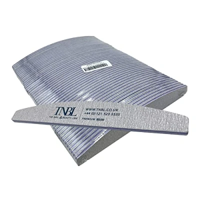Image of TNBL Nail File Premium Quality (80/80 Grit Half Moon Zebra) Pack of 50, for Manicure &amp; Pedicure Shaping Styling