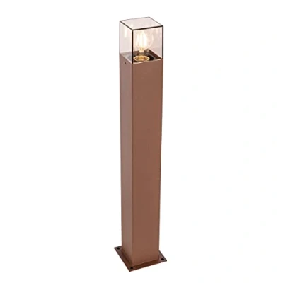 Image of Qazqa Industrial Standing Outdoor Pole I Bollard Post lamp 70 cm Rust Brown IP44 Denmark Garden Suitable for LED E27 1 Light Aluminium