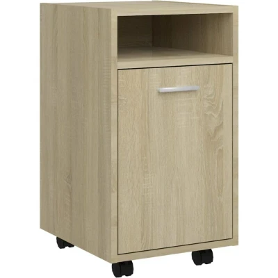 Image of vidaXL Side Cabinet with Wheels Sonoma Oak 33x38x60 cm Engineered Wood
