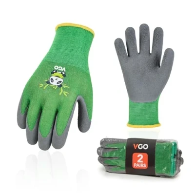 Image of Vgo... 2 pairs Kids Gardening Gloves Utility, Children Working Garden Toddler Latex Coating for Boys&amp;Girls Age 3 12 years