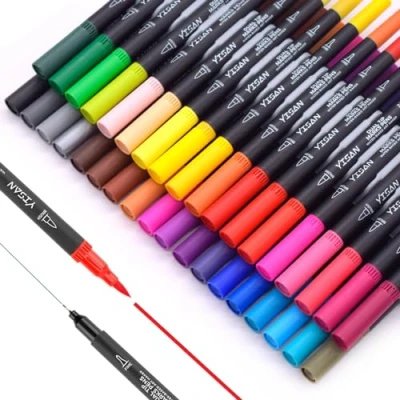 Image of YISAN Fine Tip Markers,Brush Markers,36 Colors,Dual Tip,Drawing Pens,Art Pens,Fine Point Colored Journal Pens for Artists,Adult Coloring,70771