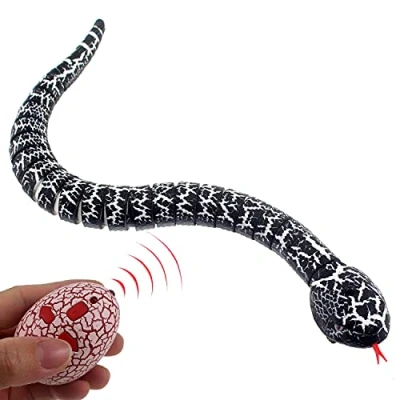 Image of Escomdp RC Snake Infrared Remote Control Animal Car Vehicle Electric Electronic Kids Prank Scary Toy Realistic for Birthday Halloween Christmas (Black)