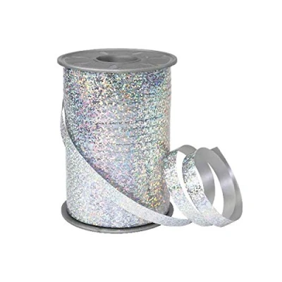 Image of Präsent Holly Curling Ribbon Silver 200 M roll 10 mm Width