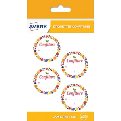 Image of AVERY Pack of 20 Jam Labels Diameter 47.5 mm