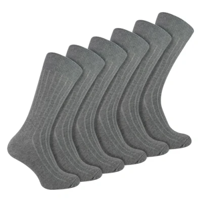 Image of 6 Pairs Multipack Mens Ribbed Dress Socks Sock Snob Breathable Crew Cotton (6 11, Light Grey)