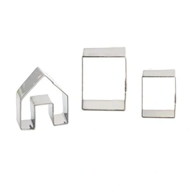 Image of SIENON 3pcs Gingerbread House Cookie Cutter Set, 3D Stainless Steel Mini Christmas Kit, Biscuit Mold, Holiday DIY Baking Tools