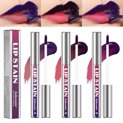 Image of Peel Off Lip Tint 3 Colours Detachable Liner Long Lasting Waterproof Matte Gloss Liquid Lipstick Pigmented Pencil (A, Colours/Set)